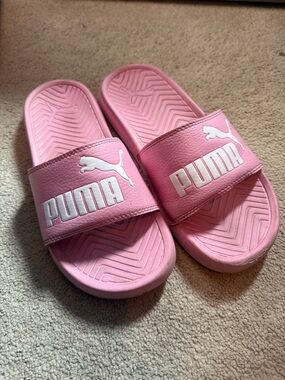 Puma Pink Logo Slide Sandals